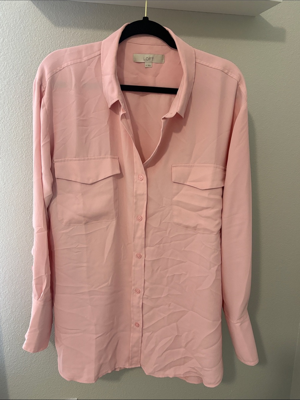 LOFT Light Pink Button-Front Blouse